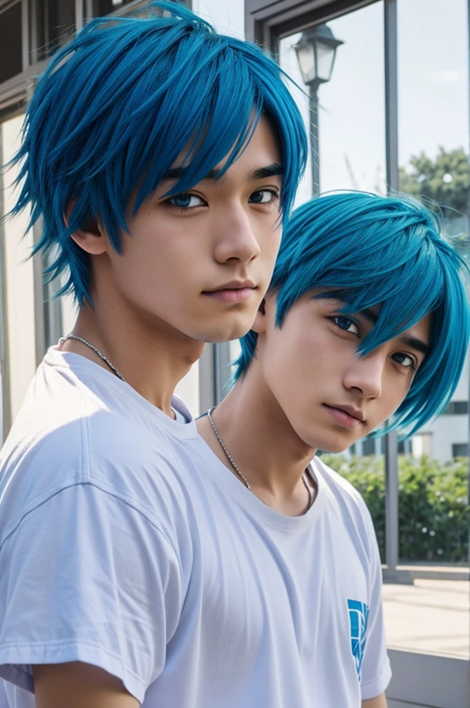 Anime boy with blue hair