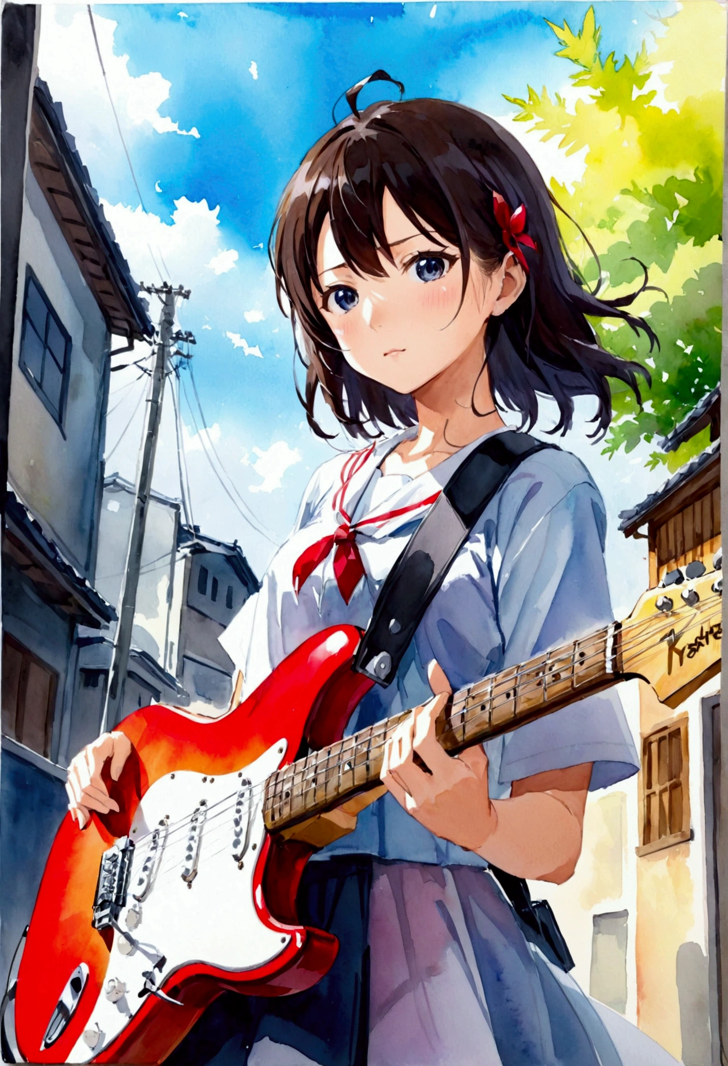 kyoto animetion,kei-on,high school girl、Electric guitar、Fender Stratocaster、