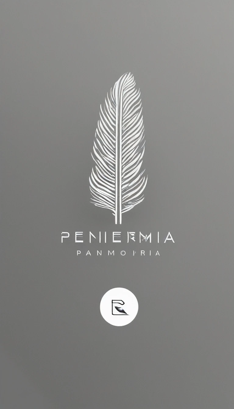 A minimal, modern, simple, cinematic logo design for the brand “Penamemoria". Create a modern, minimalistic, high-quality, logo of a feather that convey a sense of memories and dreams