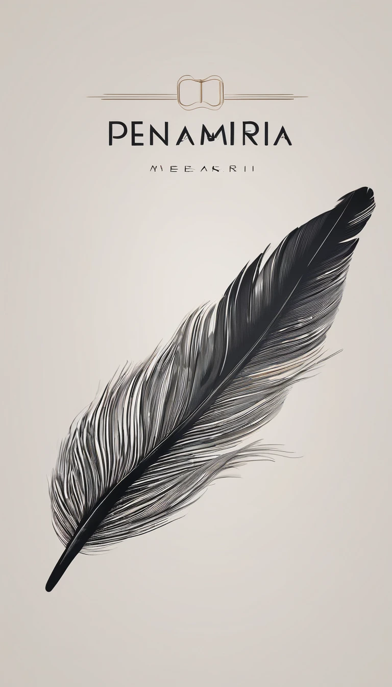 A minimal, modern, simple, cinematic logo design for the brand “Penamemoria". Create a modern, memorable, unique, minimalistic, high-quality, logo of a dreamy, fantastic, poetic, masterpiece feather.