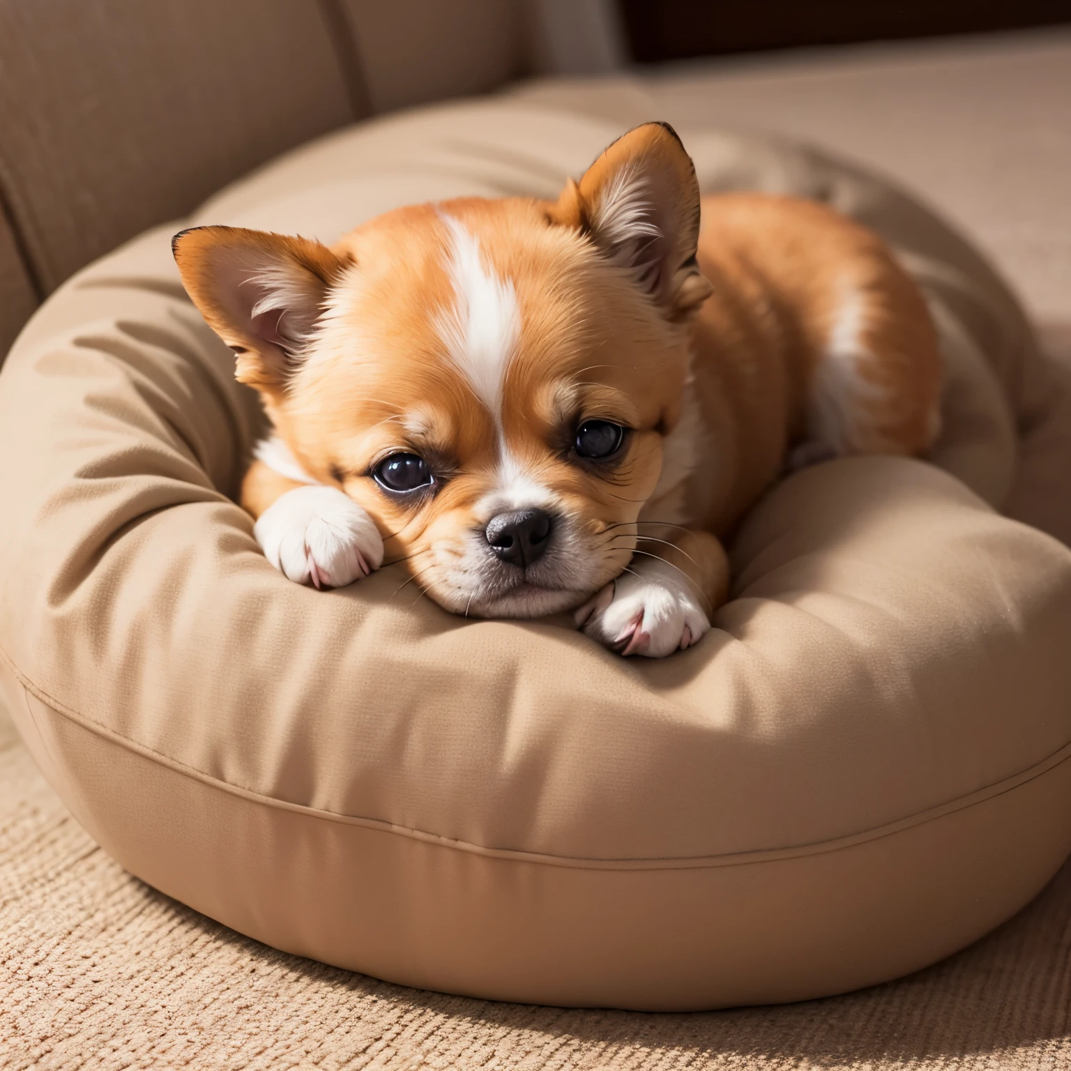 A small dog is curled up asleep, high quality, high definition.