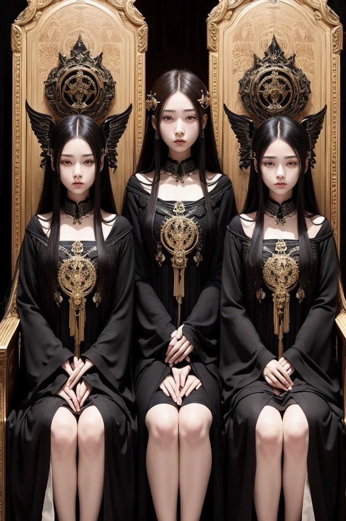 Around a throne, on each of its sides, there were four living beings, covered in eyes, front and back. each had six wings, that were covered with eyes on both sides