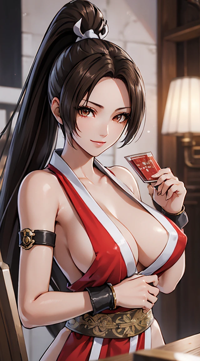 ((8K)), ((32k)), ((Highest quality)), ((masterpiece)), ((超High resolution)), ((Tmasterpiece)), (((head shot:1.6)))、((8K)), ((32k)), ((Highest quality)), ((masterpiece)), ((超High resolution)), Fine skin、1 woman、pink sexly dresses、((Mai Shiranui:1.2)), Expose your shoulders、Brown Hair, Brown eyes, Long and high ponytail, hair band,  1 person、Captivating Smile Age 25, Japanese Mature, Beautiful refers to, Beautiful long legs, Beautiful body, beautiful nose, Beautiful character design, Perfect Eyes, Perfect Face, jewelry, hair ornaments, king of fighters,((Large handheld fan:1.6))、
(Tabletop, Highest qualityの, Highest quality, beautifully、beautiful: 1.2), Very detailed, More detailed,Proper Body Professional Portion,Tabletop,Ultra-high quality output images,High resolution,Intricate details,Very delicate and beautiful hair,Realistic photos,dream-like,Professional Lighting,Realistic Shadows,Focus Only,
(Big Breasts:1.2,) , Floating skirt Fine skin texture, High quality fabric, High quality metallic texture、((Beautiful and dense face))、RAW Photos、Professional, Ultra-fine painting, ((alone)), Beautiful breasts、Highest quality, Very detailed, Very detailed, Finer details, so beautiful,(Five Fingers, Four fingers and thumb),Concept Art, Anime fantasy artwork, Detailed fantasy art,8KHigh resolution, Detailed Art, 8 Slim legs, Defined, Defined fingers,hentai,nsfw,erect nipples, erotic,sexly,