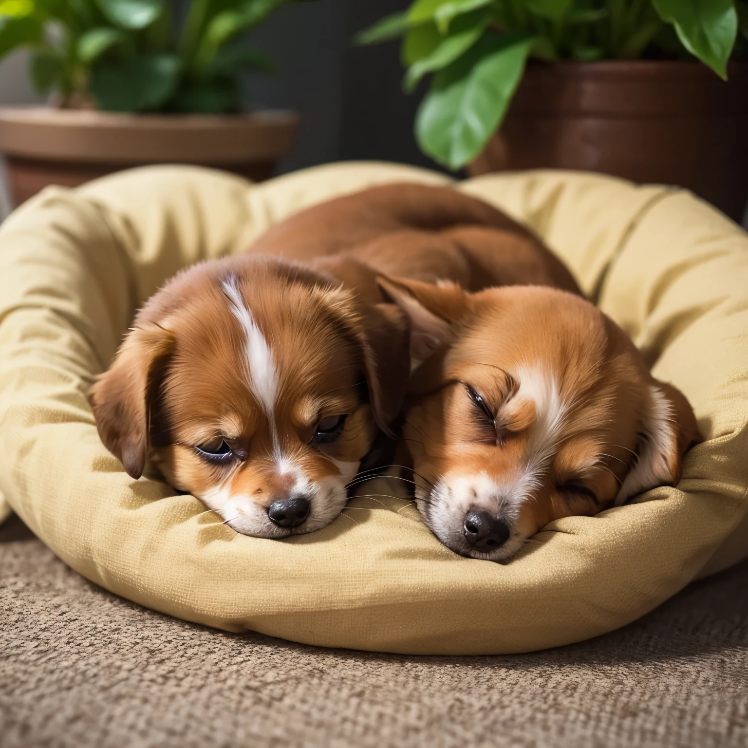 A small dog is curled up asleep, high quality, high definition.