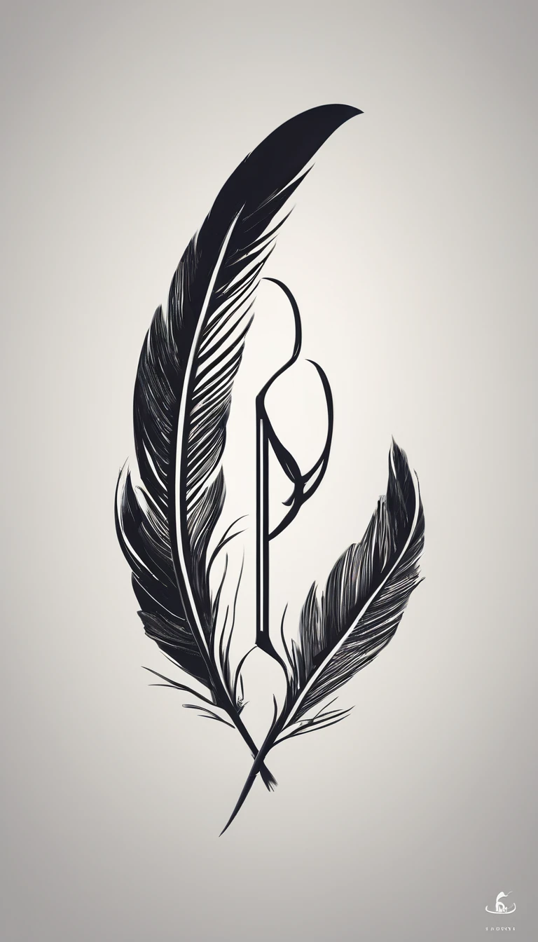 A minimal, modern, simple, cinematic logo design for the brand “Penamemoria". Create a modern, memorable, unique, minimalistic, high-quality,dreamy, fantastic, poetic, masterpiece logo design of a MEMORY FEATHER