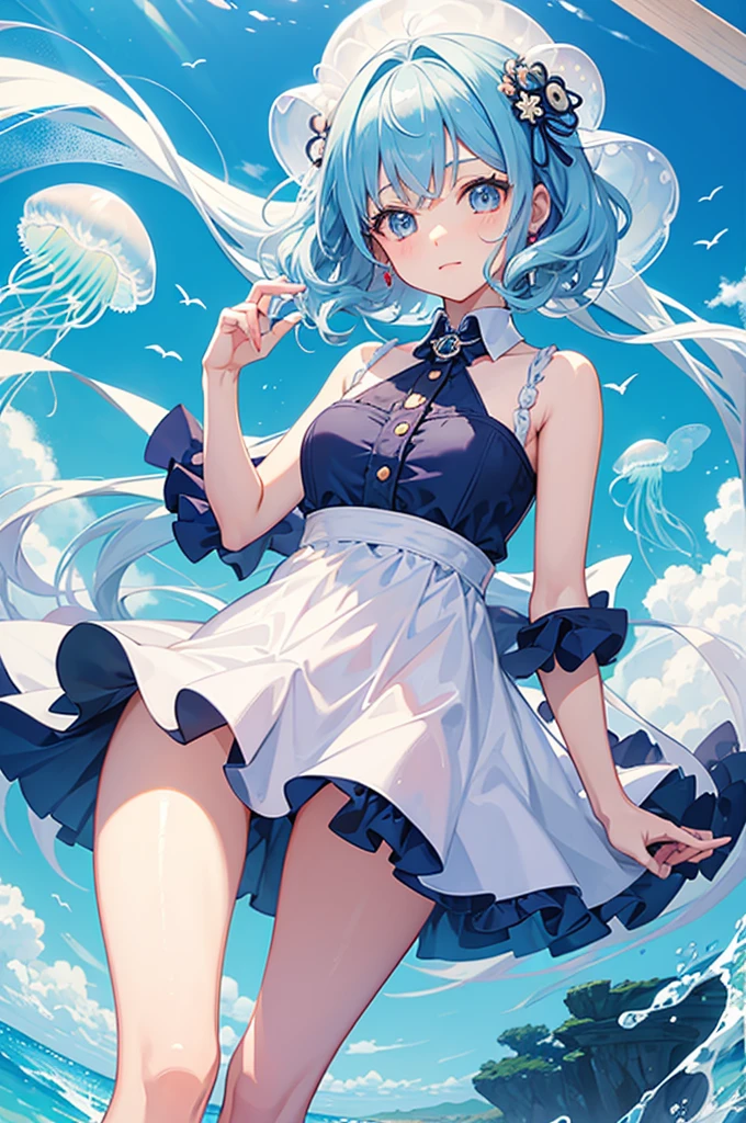 Cute girl with jellyfish hairstyle