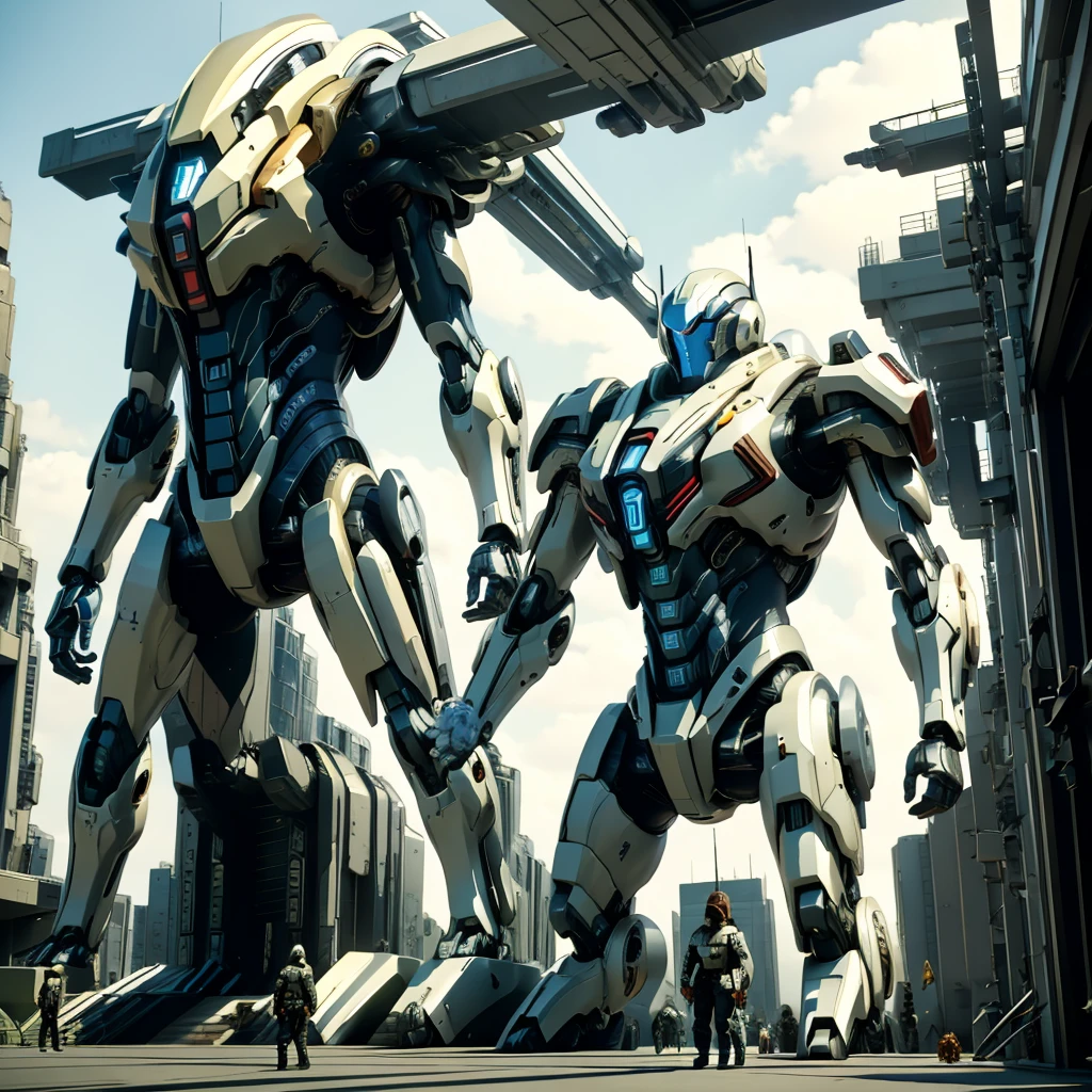 A gigantic robot that people can ride in，Combat Robot，Anime Art，Warrior，masterpiece，perfection，Science fiction，Stunning visuals，ＳＦ，最高masterpiece，cyber punk，Mecha Action