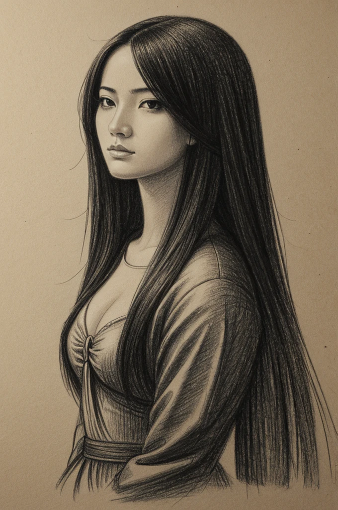 Drawing of melancholy woman