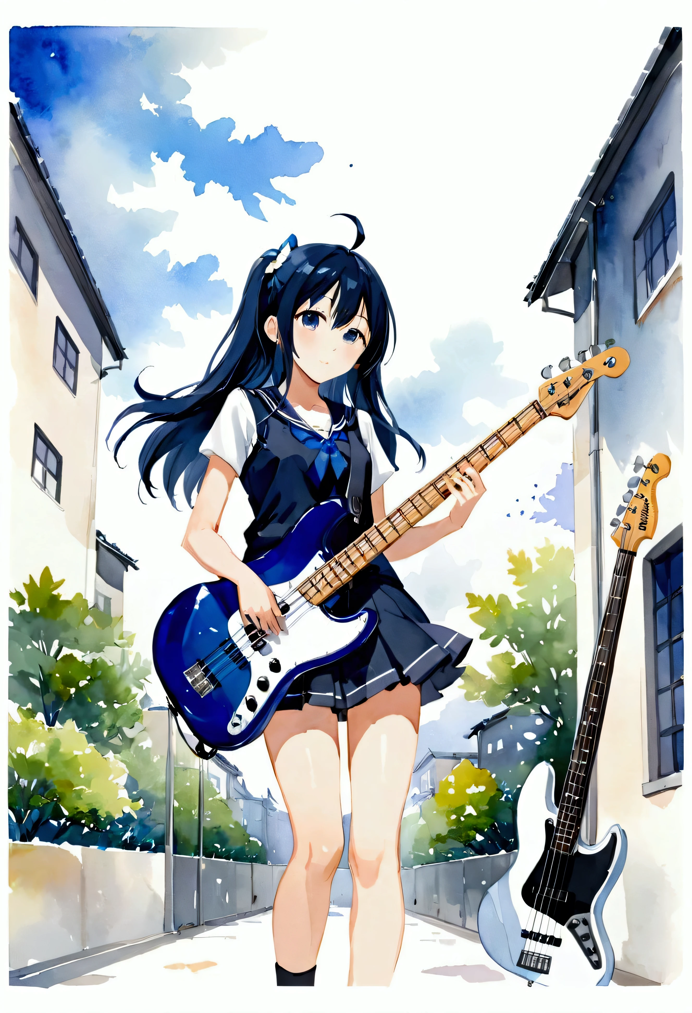kyoto animetion,kei-on,high school girl、Electric guitar、fender jazz bass、