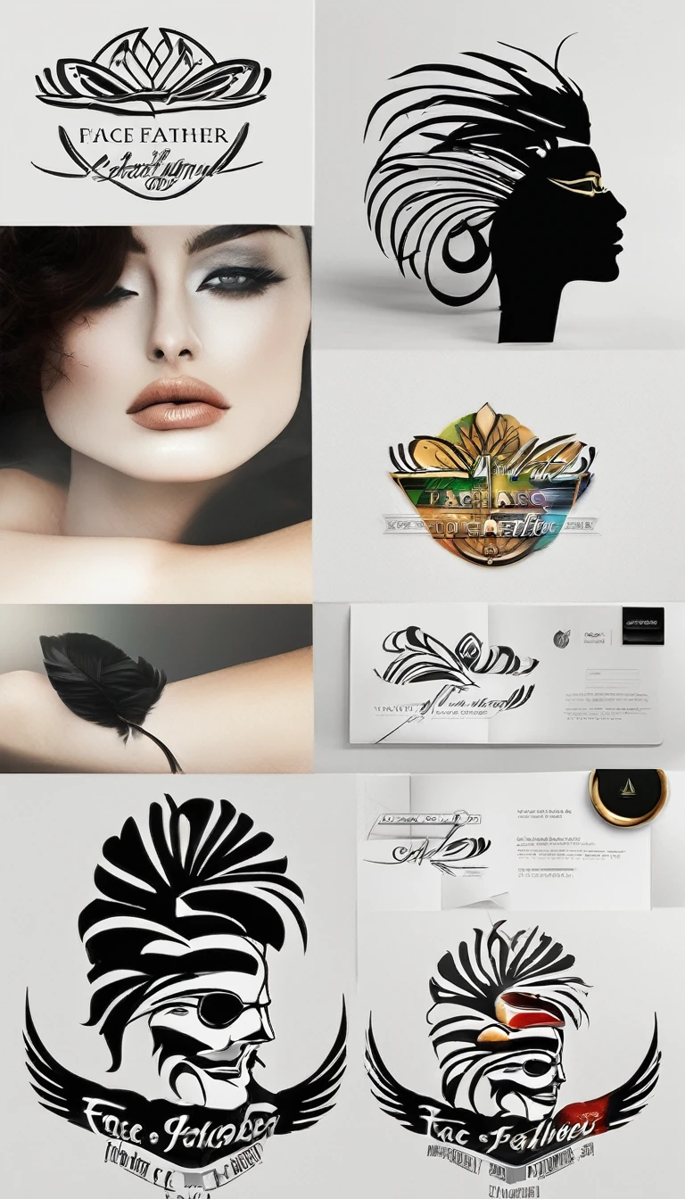 logo design of the face of the feather