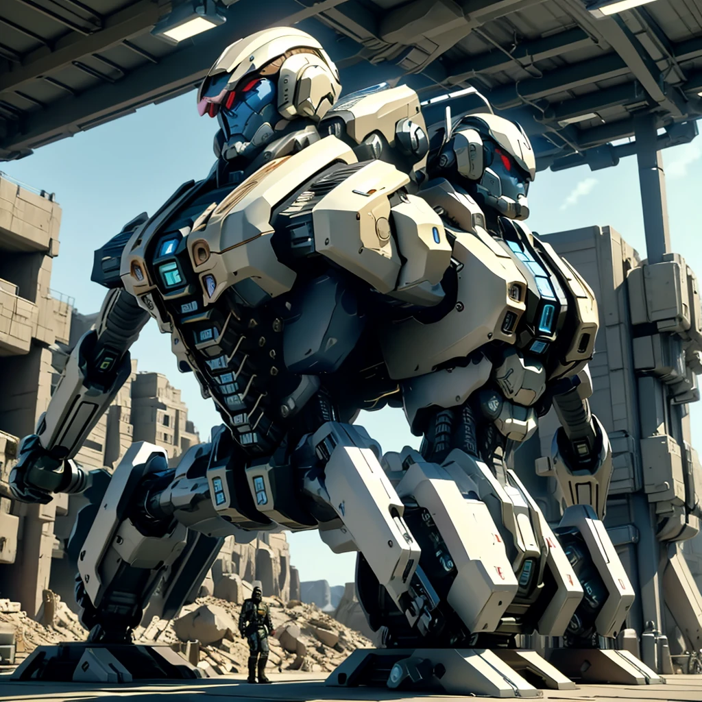 A gigantic robot that people can ride in，Combat Robot，Weapon equipment，Anime Art，Warrior，masterpiece，perfection，Science fiction，Stunning visuals，ＳＦ，最高masterpiece，cyber punk，Mecha Action