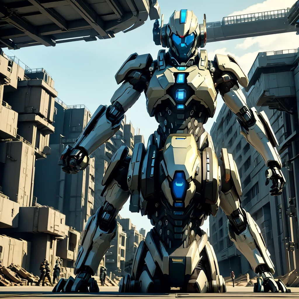 A gigantic robot that people can ride in，Combat Robot，Weapon equipment，Anime Art，Warrior，masterpiece，perfection，Science fiction，Stunning visuals，ＳＦ，最高masterpiece，cyber punk，Mecha Action