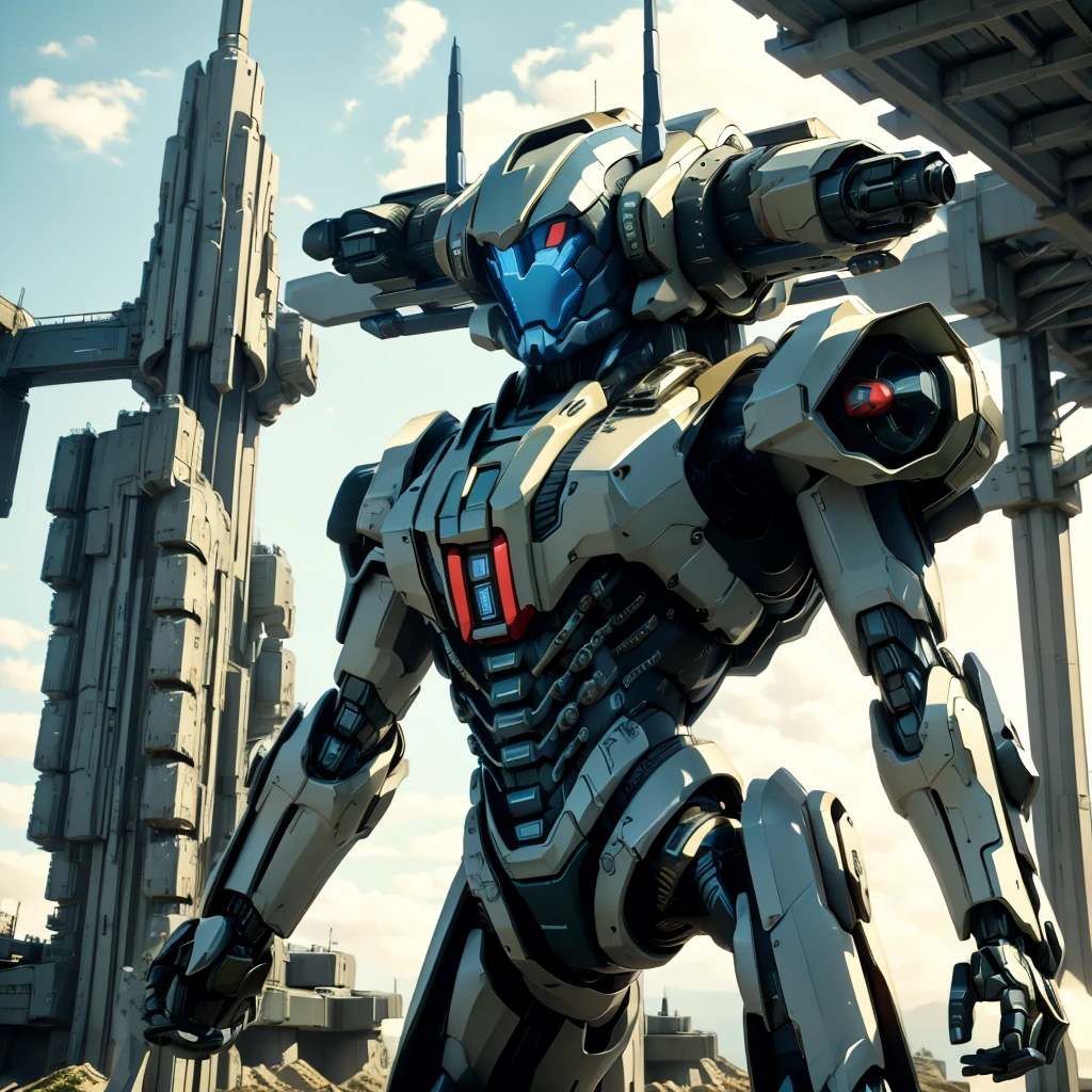 A gigantic robot that people can ride in，Combat Robot，Weapon equipment，Anime Art，Warrior，masterpiece，perfection，Science fiction，Stunning visuals，ＳＦ，最高masterpiece，cyber punk，Mecha Action