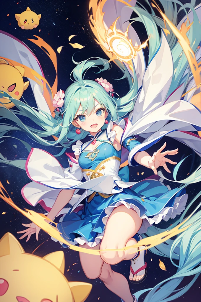 Anime girl wearing a flowing skirt from Sanrio is cute after