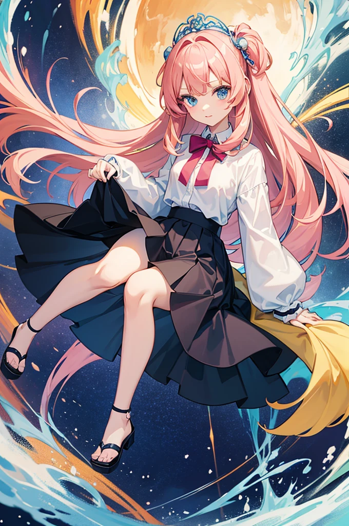 Anime girl wearing a flowing skirt from Sanrio is cute after