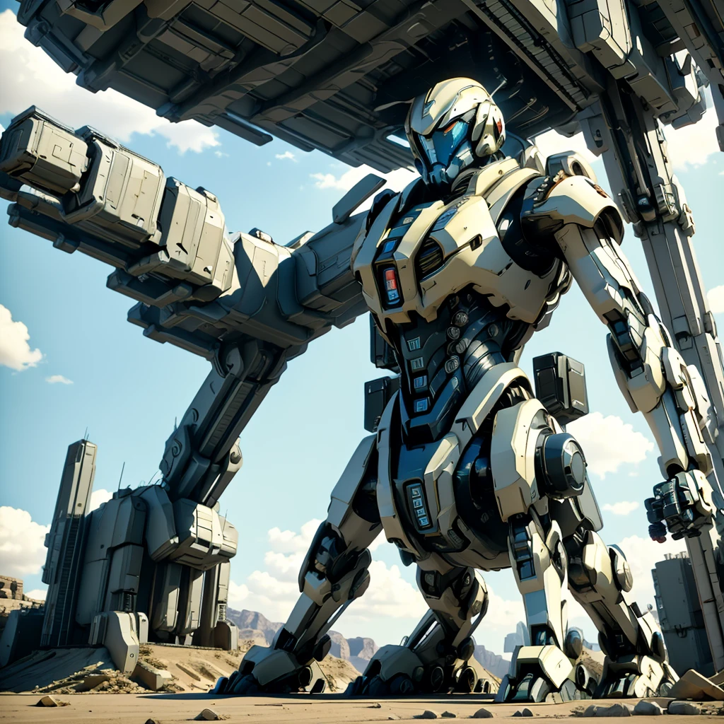 A gigantic robot that people can ride in，Combat Robot，Quadrupedal，Weapon equipment，Anime Art，Warrior，masterpiece，perfection，Science fiction，Stunning visuals，ＳＦ，最高masterpiece，cyber punk，Mecha Action