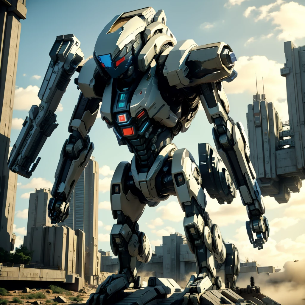 A gigantic robot that people can ride in，Combat Robot，Quadrupedal，Weapon equipment，Anime Art，Warrior，masterpiece，perfection，Science fiction，Stunning visuals，ＳＦ，最高masterpiece，cyber punk，Mecha Action