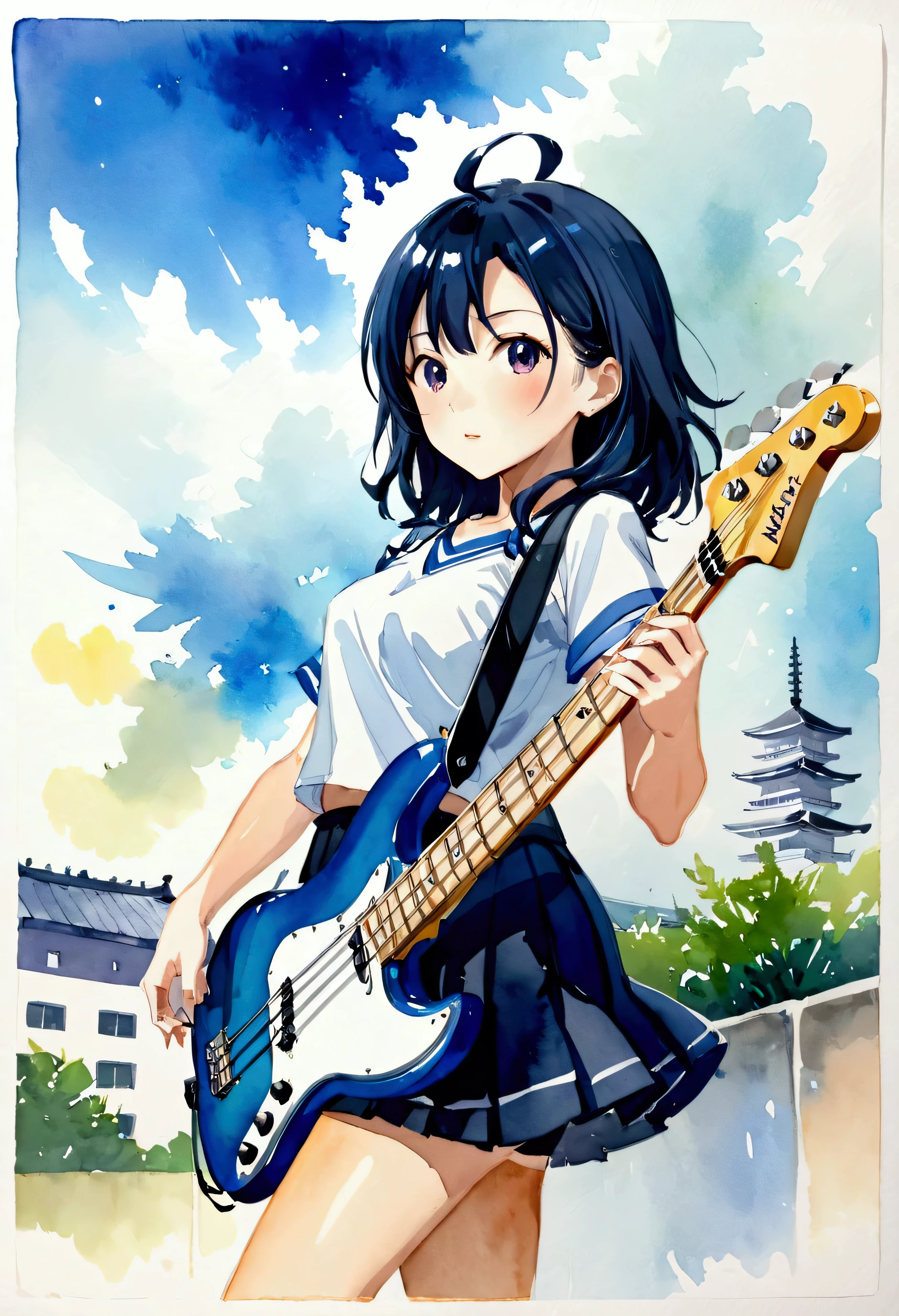 kyoto animetion,kei-on,high school girl、Electric guitar、fender jazz bass、