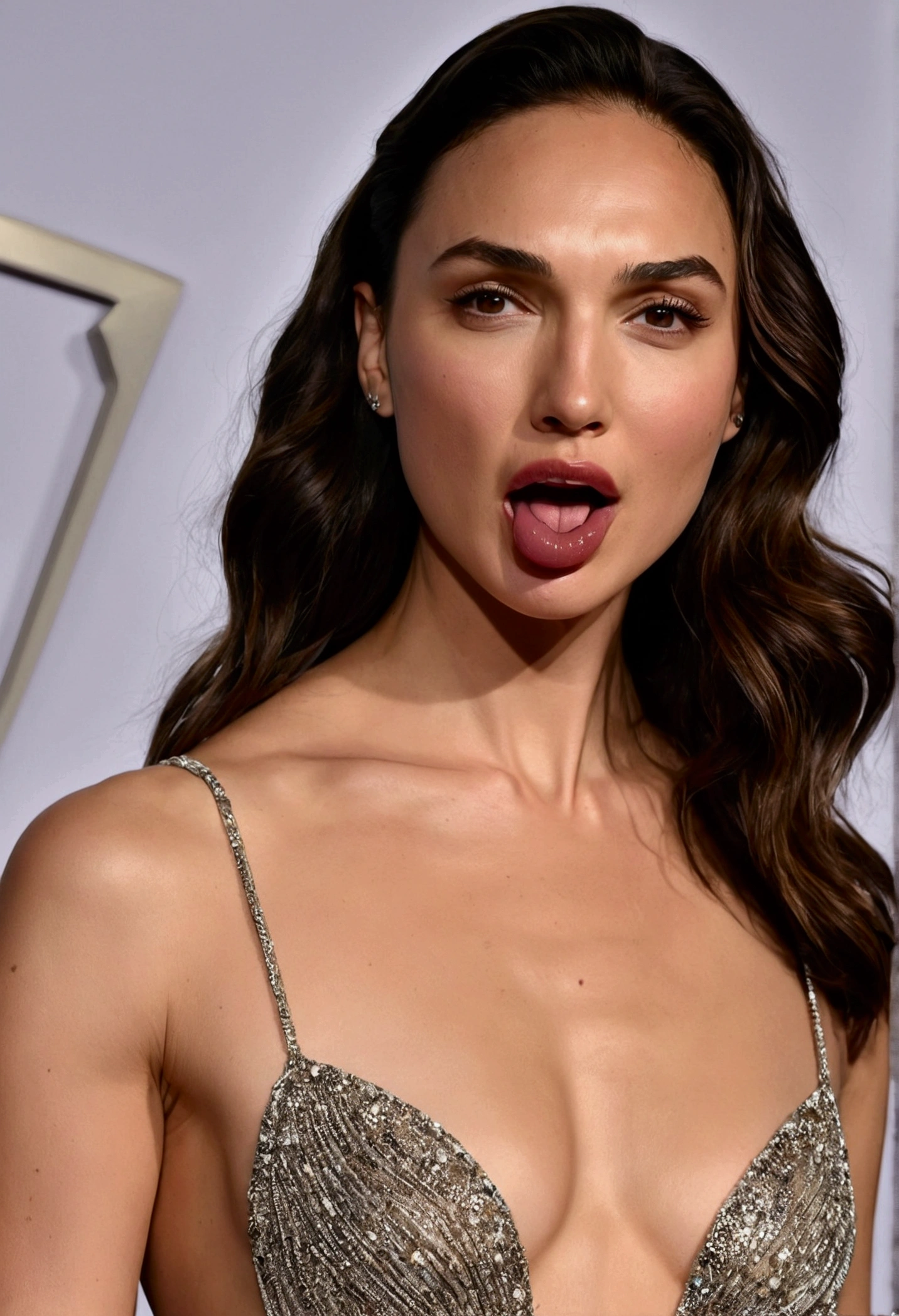 Gal Gadot nude,pure beauty perverted seductive look sticks out her tongue as a sign of excitement 