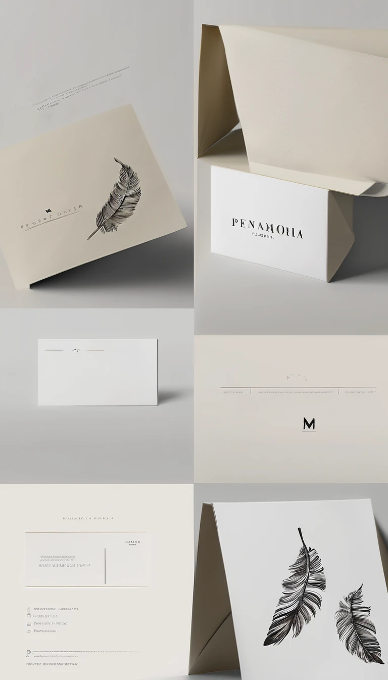 A minimal, modern, simple, cinematic logo design for the brand “Penamemoria". Create a modern, minimalistic, high-quality, logo of a feather of memories