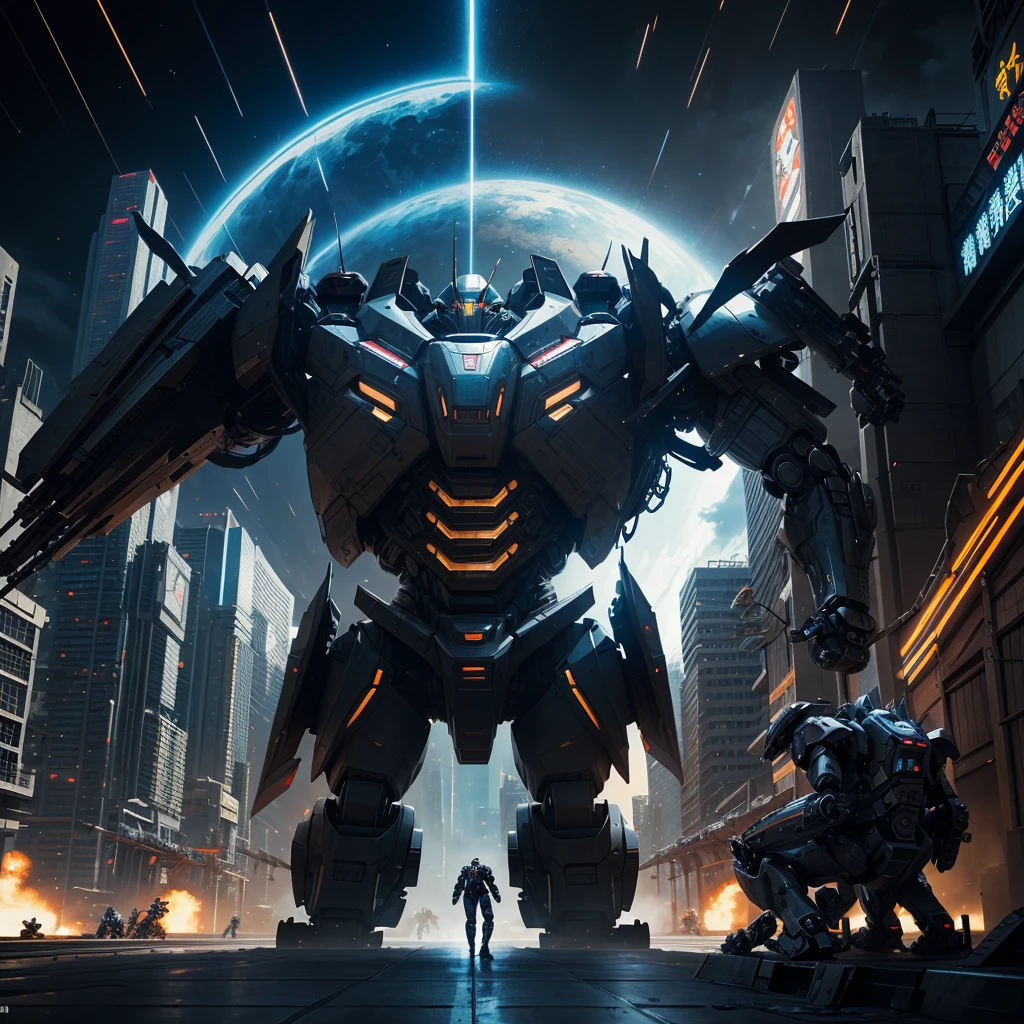 A gigantic robot that people can ride in，Combat Robot，Quadrupedal，Weapon equipment，stylish，Anime Art，Warrior，masterpiece，perfection，Science fiction，Stunning visuals，ＳＦ，最高masterpiece，cyber punk，Mecha Action