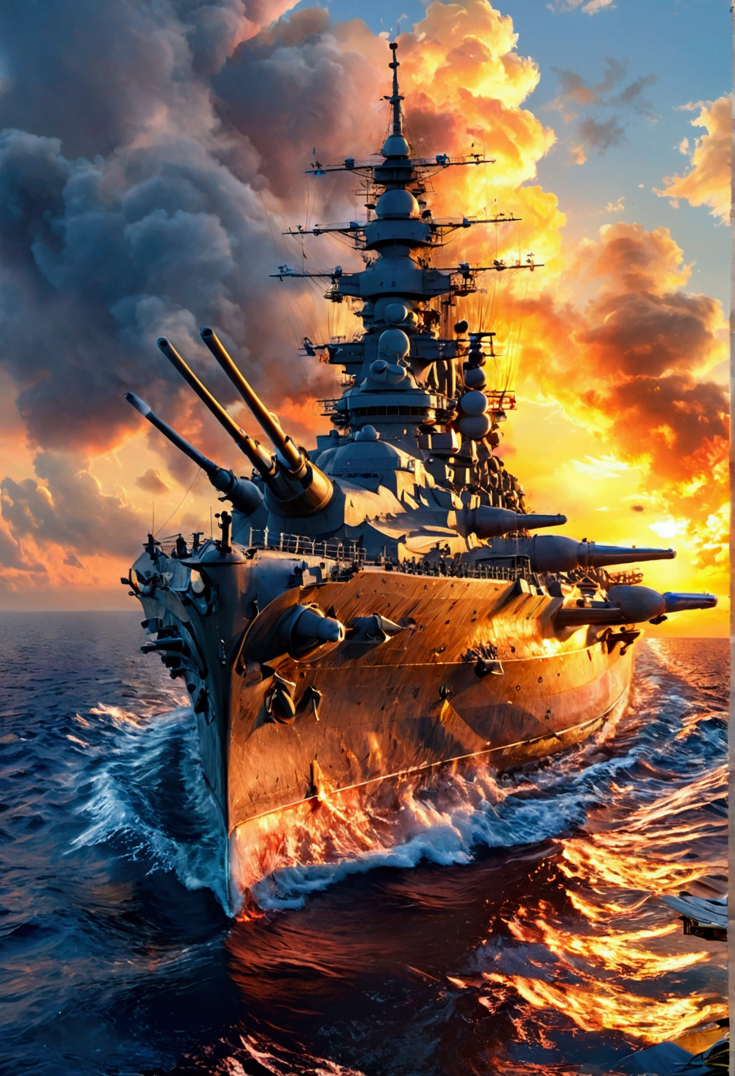 Imperial Navy Japan Total length 333m Two cannons on the foredeck、1 cannon 後甲板に1 cannon、1 cannon Yamato-class battleship first ship Yamato From the side