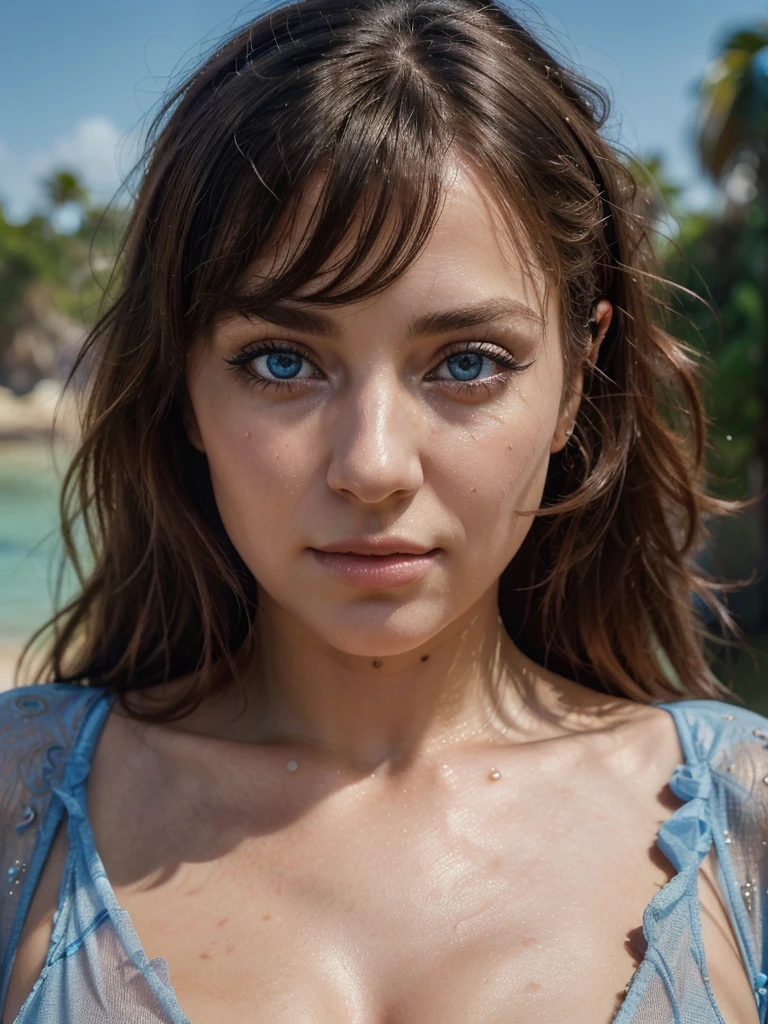 a very old 80 year old woman, beach, gigantic sagging breasts, hairy pussy without panties, wearing sheer light blue clothing, detailed eyes, detailed lips, beautiful detailed eyes, beautiful detailed lips, extremely detailed eyes and face, long eyelashes, (best quality,4k,8k,highres,masterpiece:1.2),ultra-detailed,(realistic,photorealistic,photo-realistic:1.37),HDR,UHD,studio lighting,ultra-fine painting,sharp focus,physically-based rendering,extreme detail description,professional,vivid colors,bokeh,photorealistic