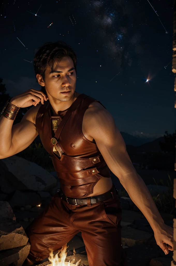 Fire warrior with the Aries constellation on his arm