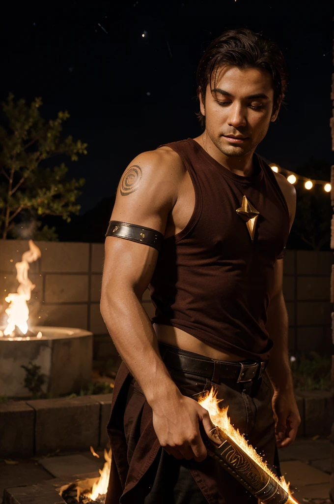 Fire warrior with the Aries constellation on his arm