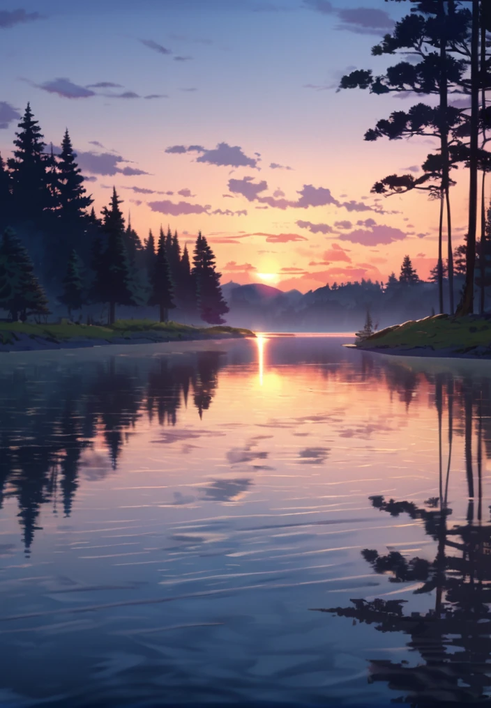 scenery, wallpaper, Lake as far as the eye can see, evening, sunset, horizon, Reflective water surface, 