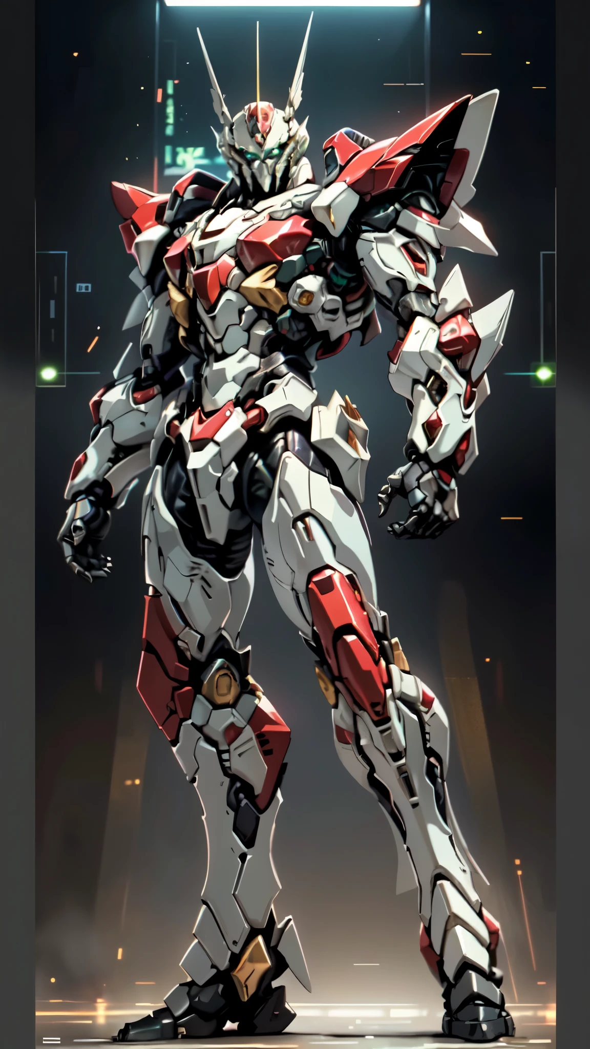 (masterpiece:1.5, best quality:1.5, extremely delicate:1.5, foreshortening:1.5, dynamic angle:1.5), a man wearing a full-face helmet, a fantasy-style biotech armored combat suit, green eyes, (a composite layered chest armor), fully enclosed shoulder guards, matching arm and leg guards, the belt is adorned with neon circuitry, (the color scheme is primarily white with red green accents), the design balances heavy with agility, a high-tech bio-mecha armor, (Armor Concept Inspired by neon Cyberpunk, stand on the top of a skyscraper in a futuristic sci-fi city), this character embodies a finely crafted fantasy-surreal style armored hero in anime style, exquisite and mature manga art style, (element, plasma, energy, the armor glows), ((male:1.5)), metallic, high definition, highres, ultra-detailed, ultra-fine painting, professional, perfect body proportions, golden ratio, anatomically correct, symmetrical face, extremely detailed eyes and face, high quality eyes, creativity, RAW photo, UHD, 32k, Natural light, cinematic lighting, masterpiece-anatomy-perfect