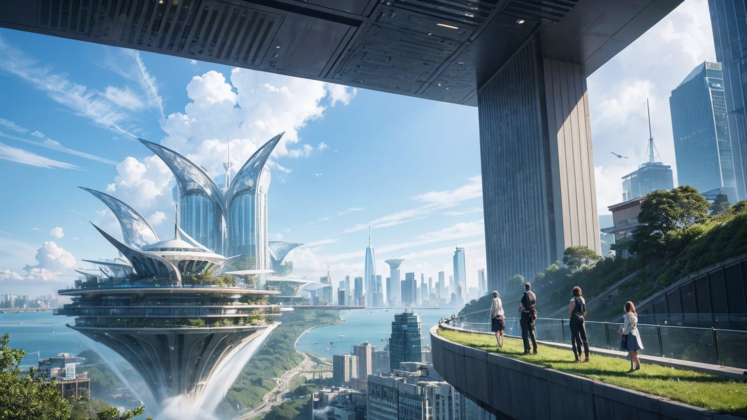 (Best quality,4K,8K,A high resolution,Masterpiece:1.2),Ultra-detailed,(Realistic,Photorealistic,photo-realistic:1.37),Futuristic floating city,Futuristic technology,Huge urban high-tech tablet platform,Airship,Floating in the sky,Futuristic city,Small airships around,High-tech hemispherical platform,Colorful lights,Advanced architecture,modernn architecture,skyscrapper,Access the cloud,Scenic beauty,view over city,Impressive design,Blend seamlessly with nature,energetic and vibrant atmosphere,Futuristic transportation system,Parking is suspended,Transparent path,Lush greenery,Sky gardens,cascading waterfalls,Magnificent skyline,reflections on the water,Sparkling river,Architectural innovation,futuristic skyscrapers,Transparent dome,The shape of the building is unusual,Elevated walkway,Impressive skyline,Glowing lights,Futuristic technology,Minimalist design,Scenic spots,Panoramic view,Cloud Piercing Tower,Vibrant colors,epic sunrise,epic sunset,Dazzling light display,magical ambiance,The future city,Urban Utopia,LuxuryLifestyle,Innovative energy,sustainable development,Smart city technology,Advanced infrastructure,Tranquil atmosphere,Nature and technology live in harmony,Awesome cityscape,Unprecedented urban planning,Architecture connects seamlessly with nature,High-tech metropolis,A cutting-edge engineering marvel,The future of urban living,Visionary architectural concept,Energy-efficient buildings,Harmony with the environment,A city floating above the clouds,Utopian dreams become reality,The possibilities are endless,State-of-the-art transportation network,Green energy integration,Innovative materials,Impressive holographic display,Advanced communication system,Breathtaking aerial view,Quiet and peaceful environment,Modernist aesthetics,Ethereal beauty