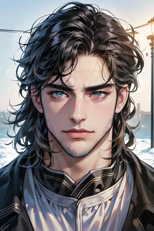 (best quality,4k,8k,highres,masterpiece:1.2),ultra-detailed,(realistic,photorealistic,photo-realistic:1.37),30 year old man,3 day beard,handsome anime,portraits,strong,masculine,dark hair,sharp jawline,mesmerizing eyes,perfectly styled hair,cool anime outfit,confident expression,vibrant colors,dynamic lighting