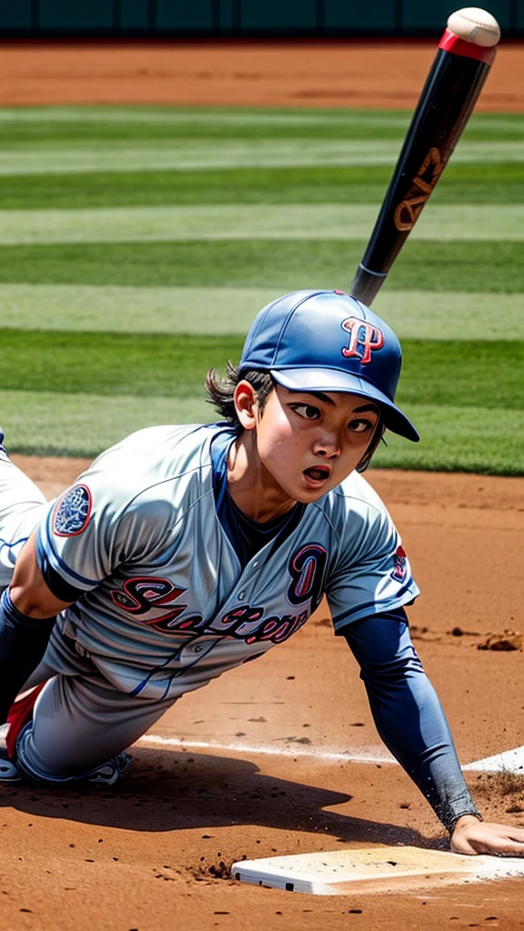 Powerful Pitcher、An outfielder makes a diving catch of a ball that could become a home run
