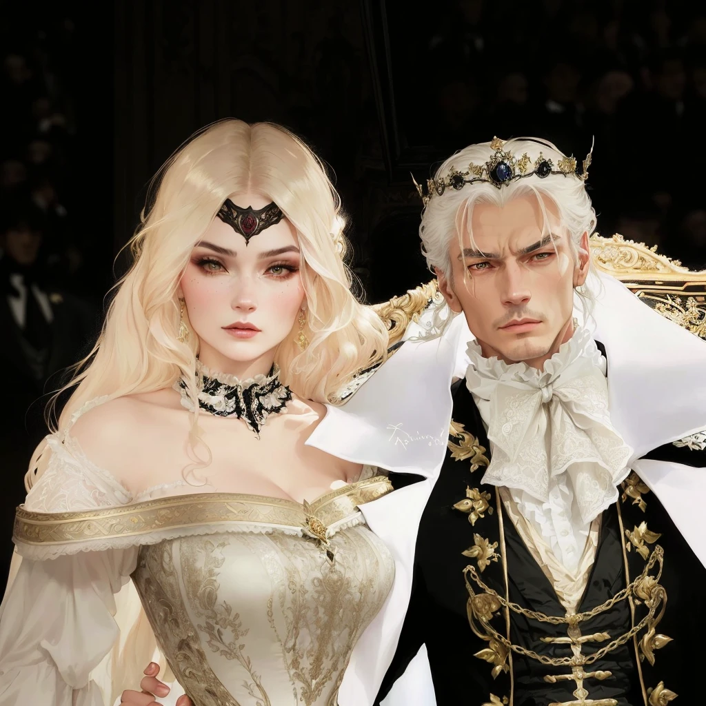 there are two women dressed in elegant clothes and tiables, Gregory and Manon, both wearing victorian clothes, Asya Yoranova e Alan Lee, sakimichan and frank franzzeta, nixeu e sakimichan, real and threatening face, majestic gothic, bussiere and roberto ferri, ovelha, royal elegant pose