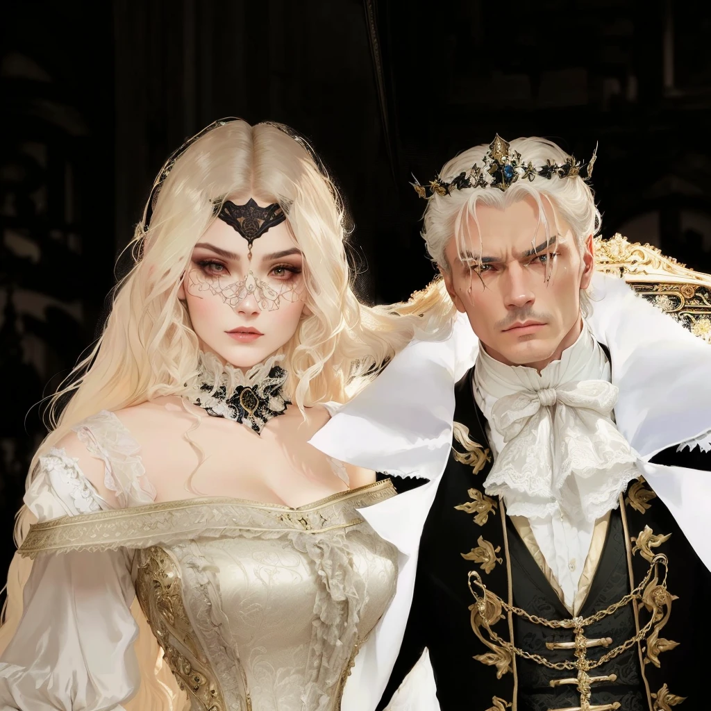 there are two women dressed in elegant clothes and tiables, Gregory and Manon, both wearing victorian clothes, Asya Yoranova e Alan Lee, sakimichan and frank franzzeta, nixeu e sakimichan, real and threatening face, majestic gothic, bussiere and roberto ferri, ovelha, royal elegant pose