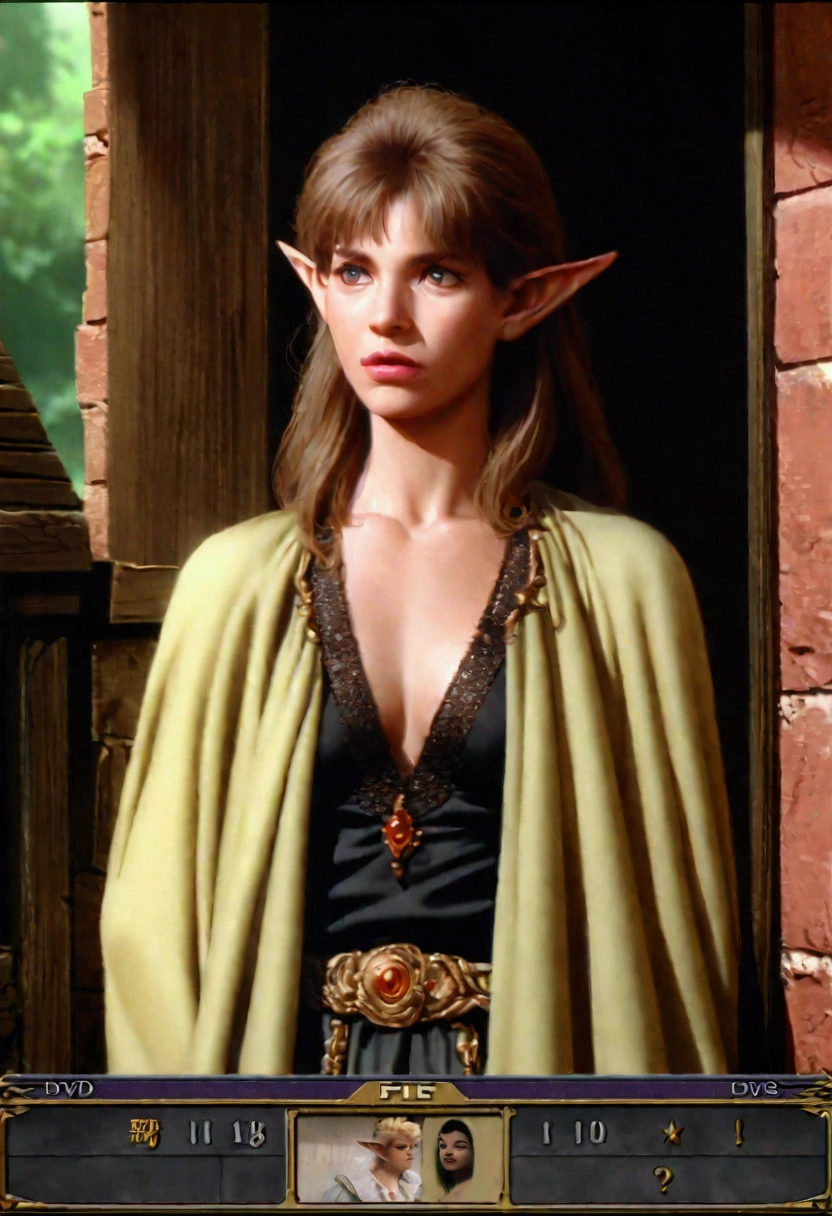 elf with poor clothes, RPG, dvd screenshot, 1980s cinema, dark fantasy, realistic, detailed