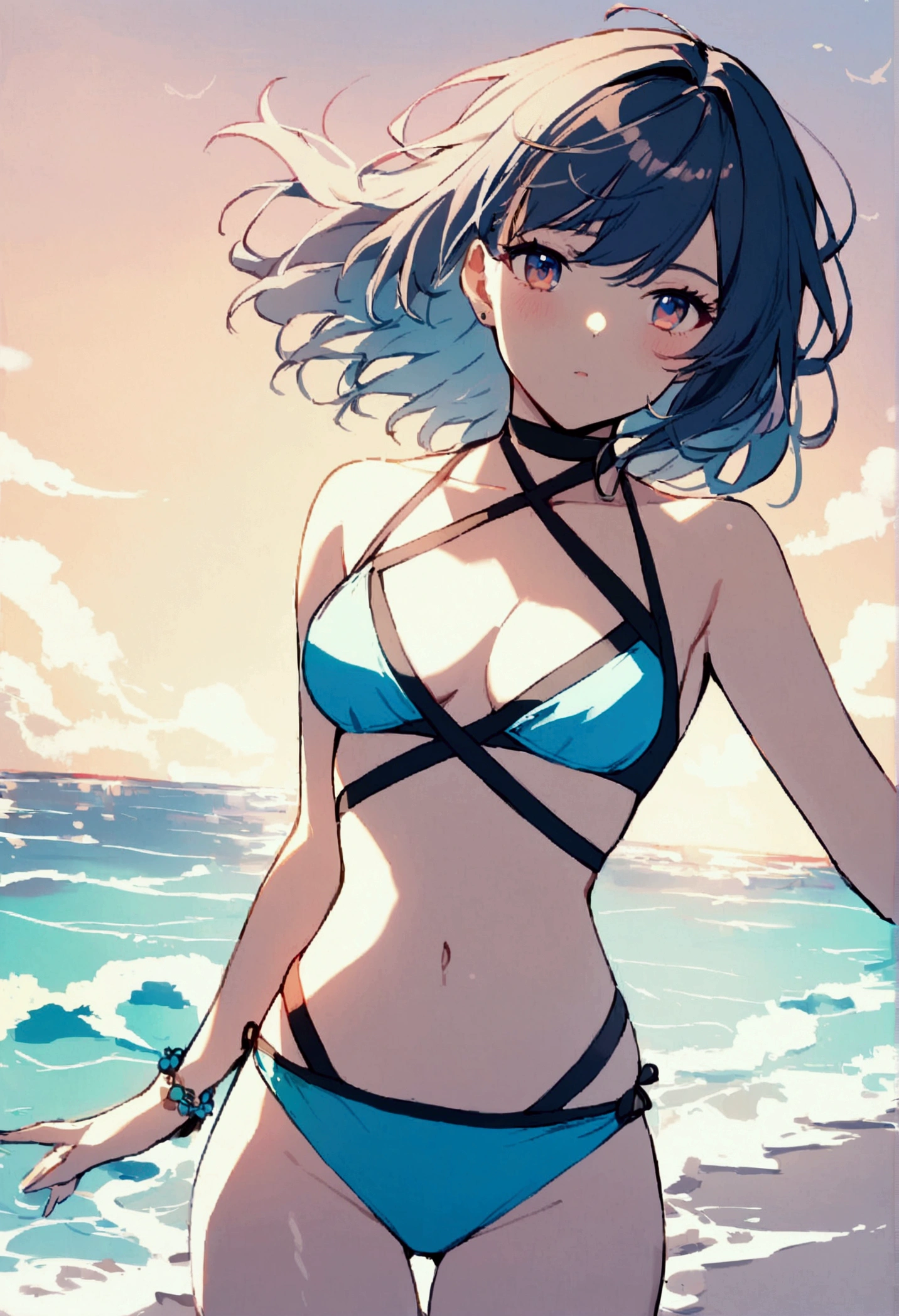 1 girl,Solo,multiple Criss Cross,swimsuit