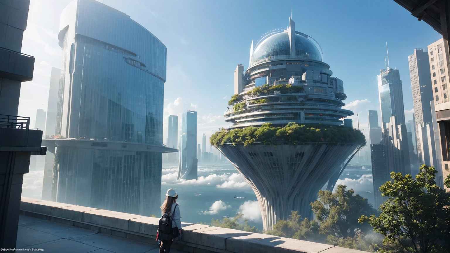 (Best quality,4K,8K,A high resolution,Masterpiece:1.2),Ultra-detailed,(Realistic,Photorealistic,photo-realistic:1.37),Futuristic floating city,Futuristic technology,Huge urban high-tech tablet platform,Airship,Floating in the sky,Futuristic city,Small airships around,High-tech hemispherical platform,Colorful lights,Advanced architecture,modernn architecture,skyscrapper,Access the cloud,Scenic beauty,view over city,Impressive design,Blend seamlessly with nature,energetic and vibrant atmosphere,Futuristic transportation system,Parking is suspended,Transparent path,Lush greenery,Sky gardens,cascading waterfalls,Magnificent skyline,reflections on the water,Sparkling river,Architectural innovation,futuristic skyscrapers,Transparent dome,The shape of the building is unusual,Elevated walkway,Impressive skyline,Glowing lights,Futuristic technology,Minimalist design,Scenic spots,Panoramic view,Cloud Piercing Tower,Vibrant colors,epic sunrise,epic sunset,Dazzling light display,magical ambiance,The future city,Urban Utopia,LuxuryLifestyle,Innovative energy,sustainable development,Smart city technology,Advanced infrastructure,Tranquil atmosphere,Nature and technology live in harmony,Awesome cityscape,Unprecedented urban planning,Architecture connects seamlessly with nature,High-tech metropolis,A cutting-edge engineering marvel,The future of urban living,Visionary architectural concept,Energy-efficient buildings,Harmony with the environment,A city floating above the clouds,Utopian dreams become reality,The possibilities are endless,State-of-the-art transportation network,Green energy integration,Innovative materials,Impressive holographic display,Advanced communication system,Breathtaking aerial view,Quiet and peaceful environment,Modernist aesthetics,Ethereal beauty