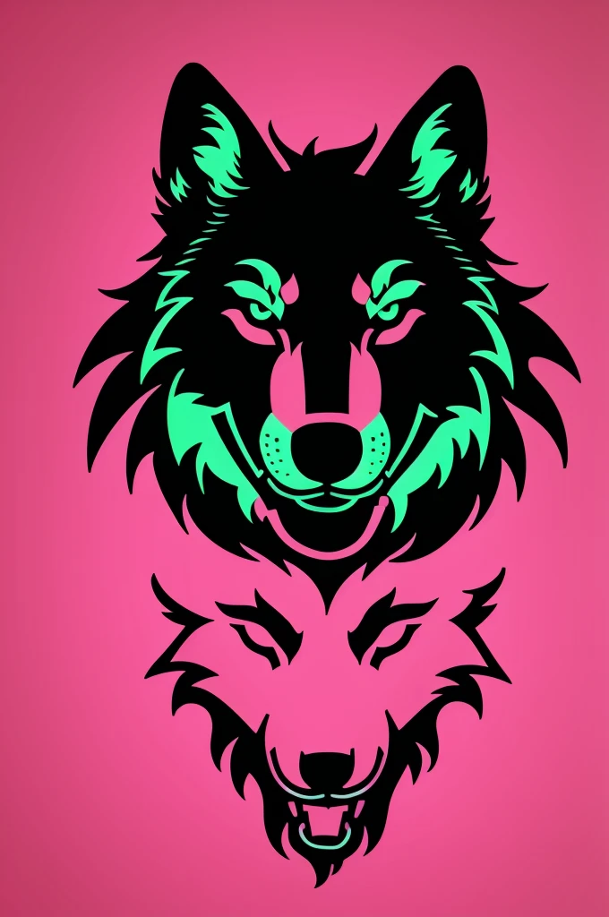 Logo of wolves f.c neon pink color and neon green background with neon black