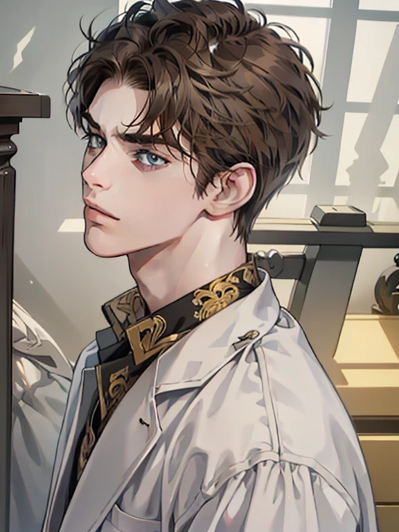 masterpiece, best quality, realistic, 1man, mature male, quiet and charming young man, 25 year old, serious look, closed mouth, portrait, extremely detailed face, cold smile, ((dark grey eyes)), ((short-right-swept dark brown hair)), [thick eyebrows], ((suit)), handsome, full body, western, Jewish, light brown skin,