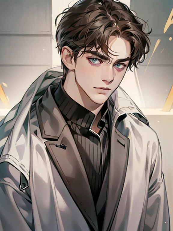 masterpiece, best quality, realistic, 1man, mature male, quiet and charming young man, 25 year old, serious look, closed mouth, portrait, extremely detailed face, cold smile, ((dark grey eyes)), ((short-right-swept dark brown hair)), [thick eyebrows], ((suit)), handsome, full body, western, Jewish, light brown skin,