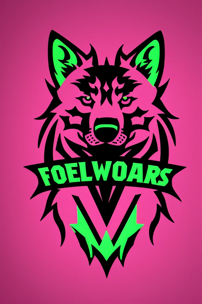 Logo of wolves f.c neon pink color and neon green background