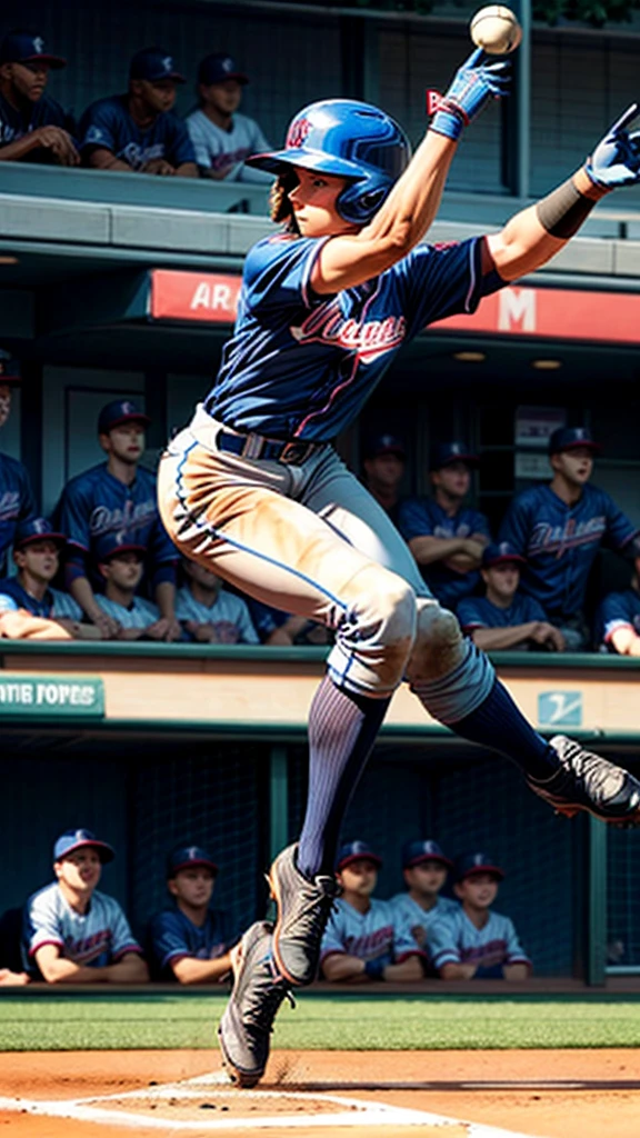 An outfielder makes a diving catch of a ball that could become a home run