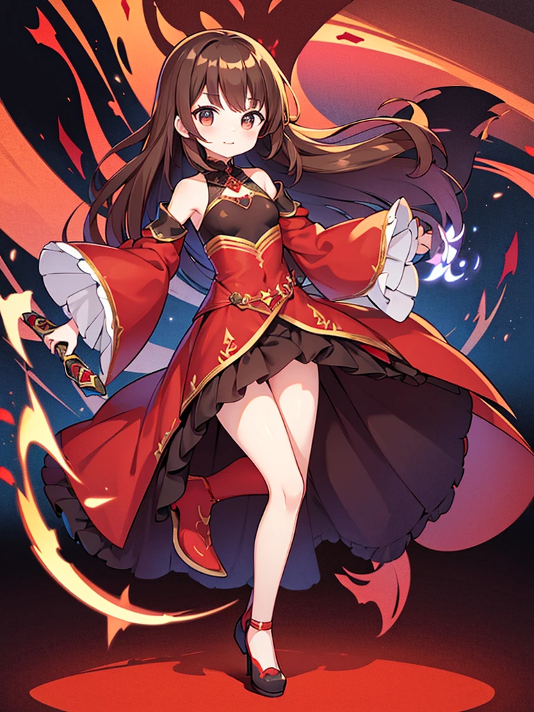 Double tail，The Red Cross' short-sleeved shirt，Black skirt，black stockings，Small Breasts，On the rooftop at night