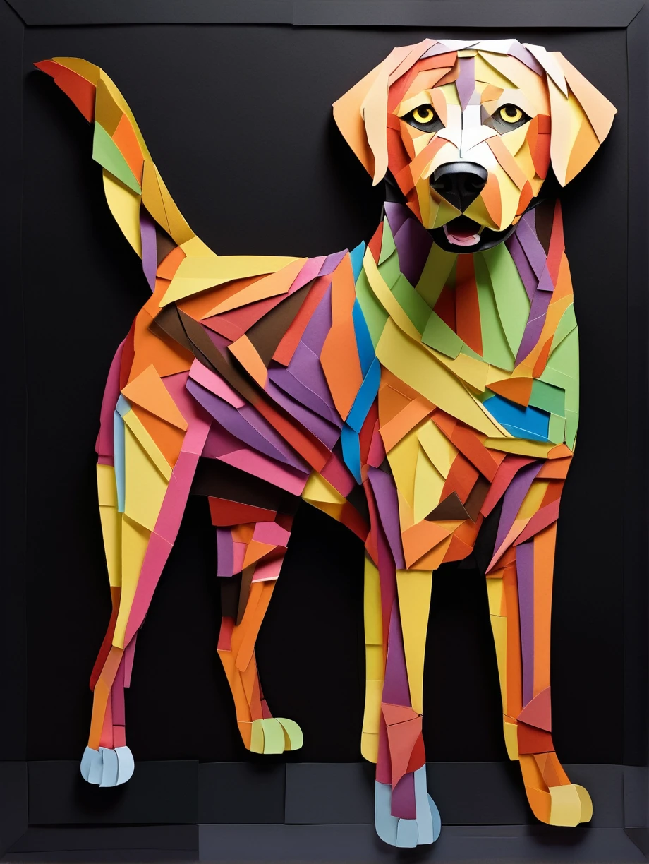 A labrador  in the PaperCutout style  Very detailed, clean, high quality, sharp image