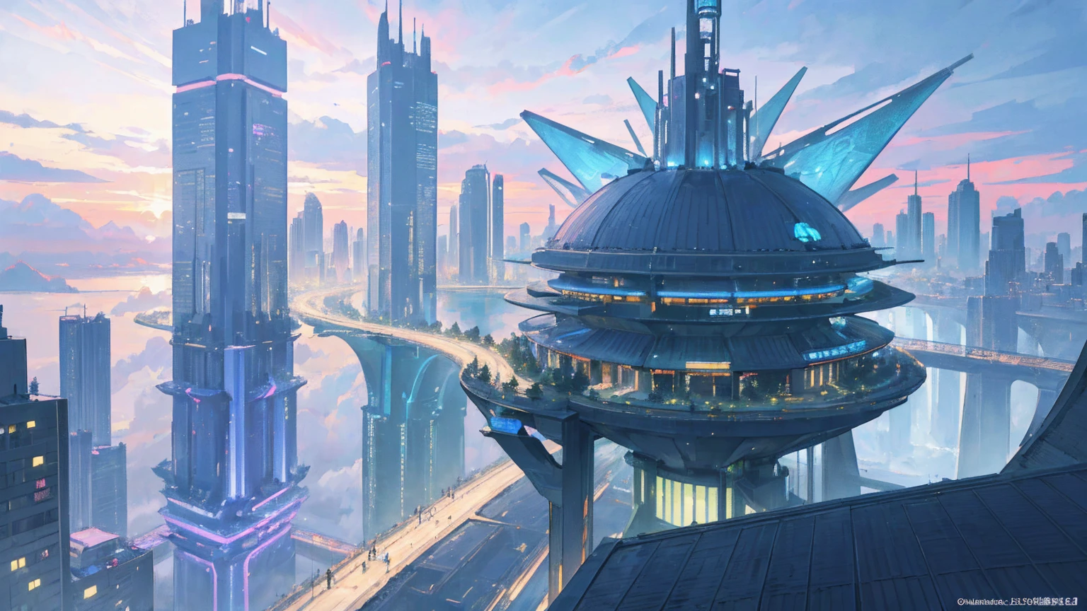 (Best quality,4K,8K,A high resolution,Masterpiece:1.2),Ultra-detailed,(Realistic,Photorealistic,photo-realistic:1.37),Futuristic floating city,Futuristic technology,Huge urban high-tech tablet platform,Airship,Floating in the sky,Futuristic city,Small airships around,High-tech hemispherical platform,Colorful lights,Advanced architecture,modernn architecture,skyscrapper,Access the cloud,Scenic beauty,view over city,Impressive design,Blend seamlessly with nature,energetic and vibrant atmosphere,Futuristic transportation system,Parking is suspended,Transparent path,Lush greenery,Sky gardens,cascading waterfalls,Magnificent skyline,reflections on the water,Sparkling river,Architectural innovation,futuristic skyscrapers,Transparent dome,The shape of the building is unusual,Elevated walkway,Impressive skyline,Glowing lights,Futuristic technology,Minimalist design,Scenic spots,Panoramic view,Cloud Piercing Tower,Vibrant colors,epic sunrise,epic sunset,Dazzling light display,magical ambiance,The future city,Urban Utopia,LuxuryLifestyle,Innovative energy,sustainable development,Smart city technology,Advanced infrastructure,Tranquil atmosphere,Nature and technology live in harmony,Awesome cityscape,Unprecedented urban planning,Architecture connects seamlessly with nature,High-tech metropolis,A cutting-edge engineering marvel,The future of urban living,Visionary architectural concept,Energy-efficient buildings,Harmony with the environment,A city floating above the clouds,Utopian dreams become reality,The possibilities are endless,State-of-the-art transportation network,Green energy integration,Innovative materials,Impressive holographic display,Advanced communication system,Breathtaking aerial view,Quiet and peaceful environment,Modernist aesthetics,Ethereal beauty