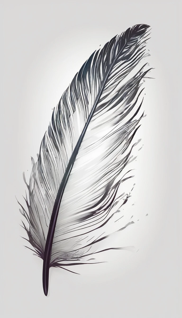 ume you are a master graphic designer. Your mission is to create a minimalistic, simple, cinematic and detailed logo of a fantasy feather. White background