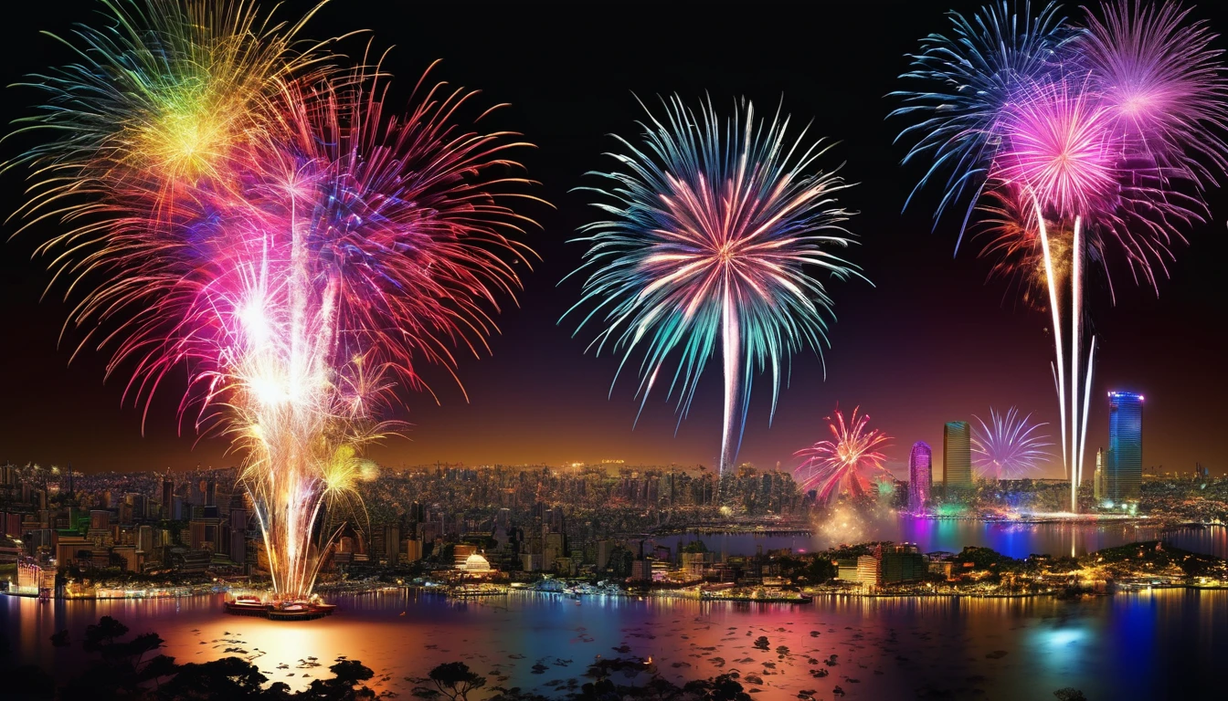Fireworks that explode beautifully and colorfully