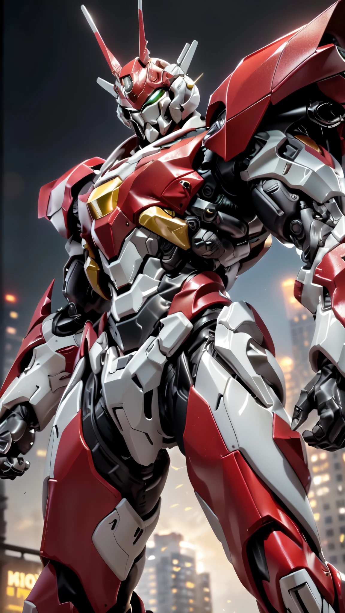 (masterpiece:1.5, best quality:1.5, extremely delicate:1.5, foreshortening:1.5, dynamic angle:1.5), a man wearing a full-face helmet, a fantasy-style biotech armored combat suit, green eyes, (a composite layered chest armor), fully enclosed shoulder guards, matching arm and leg guards, belt of Neon circuit, (the color scheme is primarily white with red green accents), the design balances heavy with agility, a high-tech bio-mecha armor, (Armor Concept Inspired by neon Cyberpunk, stand on the top of a skyscraper in a futuristic sci-fi city), this character embodies a finely crafted fantasy-surreal style armored hero in anime style, exquisite and mature manga art style, (element, plasma, energy, the armor glows), ((male:1.5)), metallic, high definition, highres, ultra-detailed, ultra-fine painting, professional, perfect body proportions, golden ratio, anatomically correct, symmetrical face, extremely detailed eyes and face, high quality eyes, creativity, RAW photo, UHD, 32k, Natural light, cinematic lighting, masterpiece-anatomy-perfect